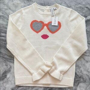 Janie and Jack Ivory Sweater with Heart Glasses Motif